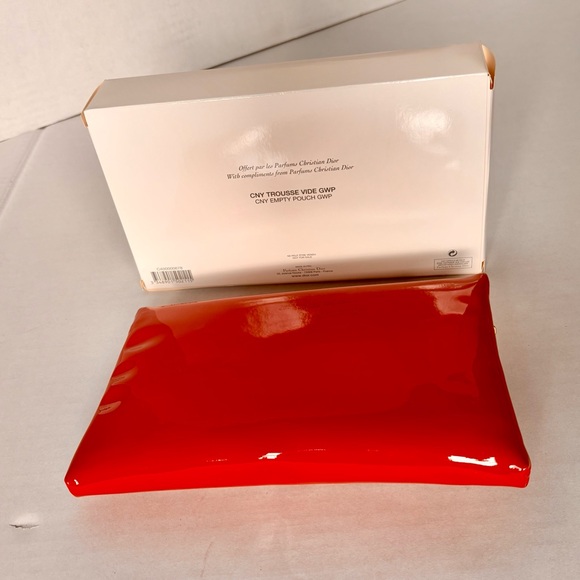 Dior Beauty Makeup pouch with Zipper, Christian Dior in Silver Rivets, shiny Red - Picture 2 of 4